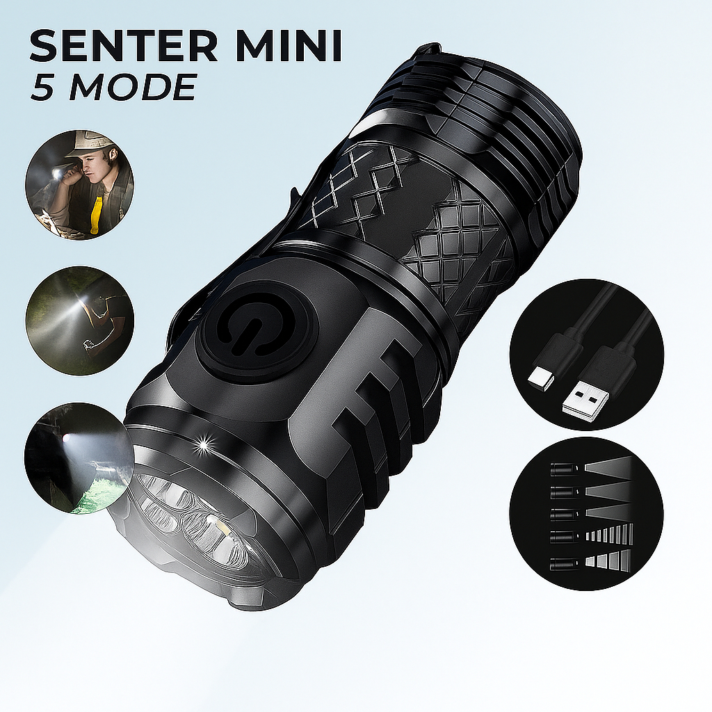 Senter LED Super Terang Senter LED Super Terang Jarak Jauh Center Mini Rechargeable | 3 Jenis Sumber