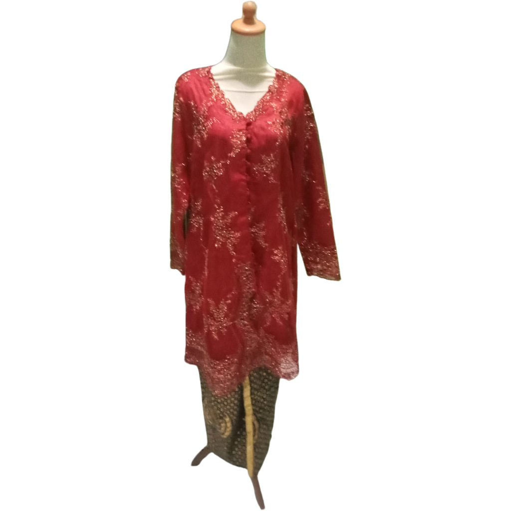 Kebaya Among Tamu Ibu Manten Warna Merah Bunga Emas Jadul Preloved