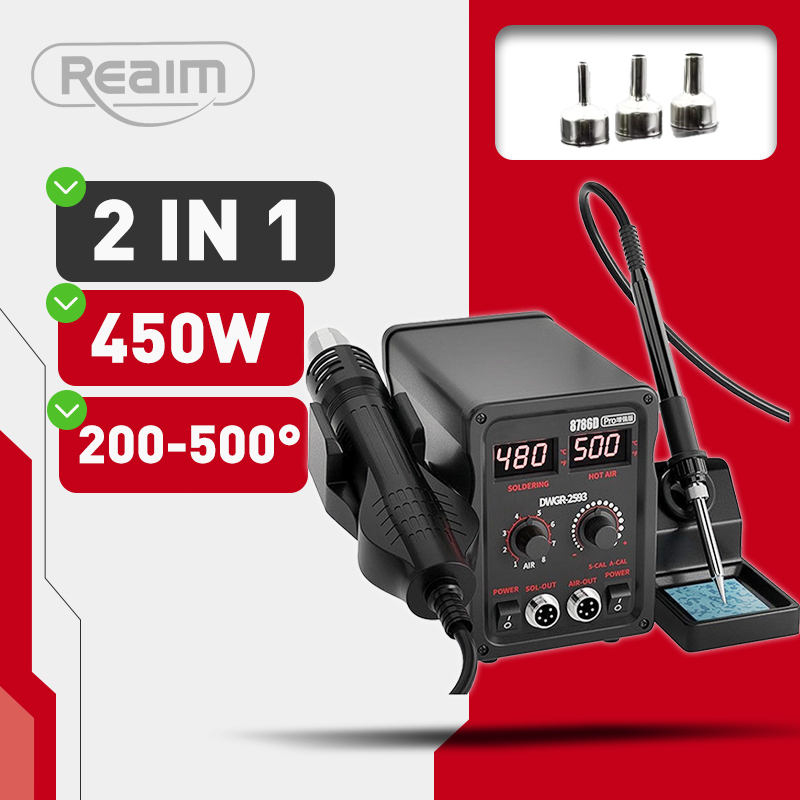 reaim 8586D Pro Stasiun Solder Ulang 2-in-1