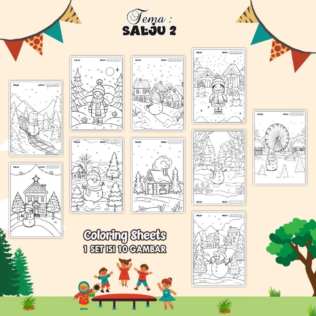 

(SALJU 02) KERTAS MEWARAI ANAK UKURAN A4 - LEMBAR MEWARNAI MURAH READY STOCK - COLORING SHEETS ANAK PAUD/TK