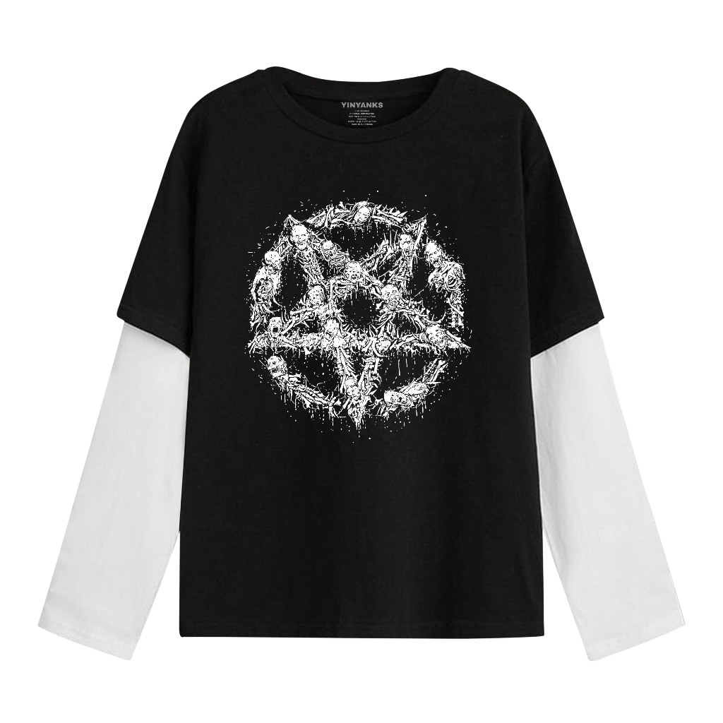 Yinyanks T-shirt Double layer Macan long sleeve kaos pria wanita