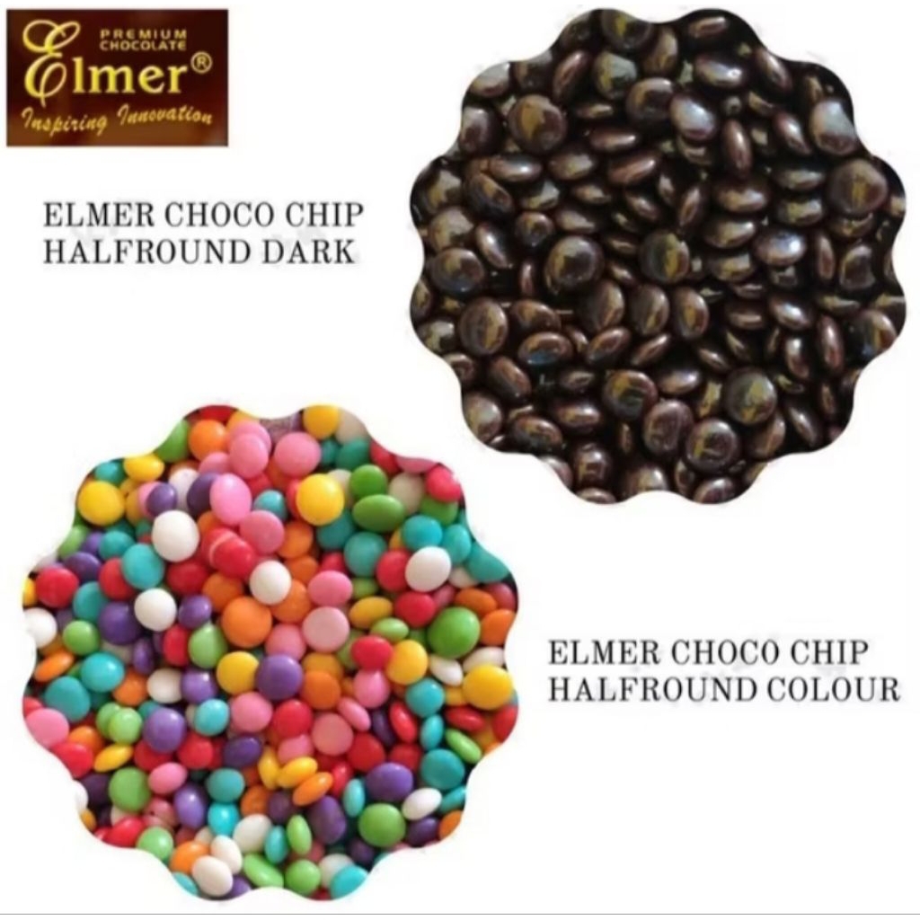 Elmer Choco Chips Half Round Rainbow 250gr / 500gr / 1000gr