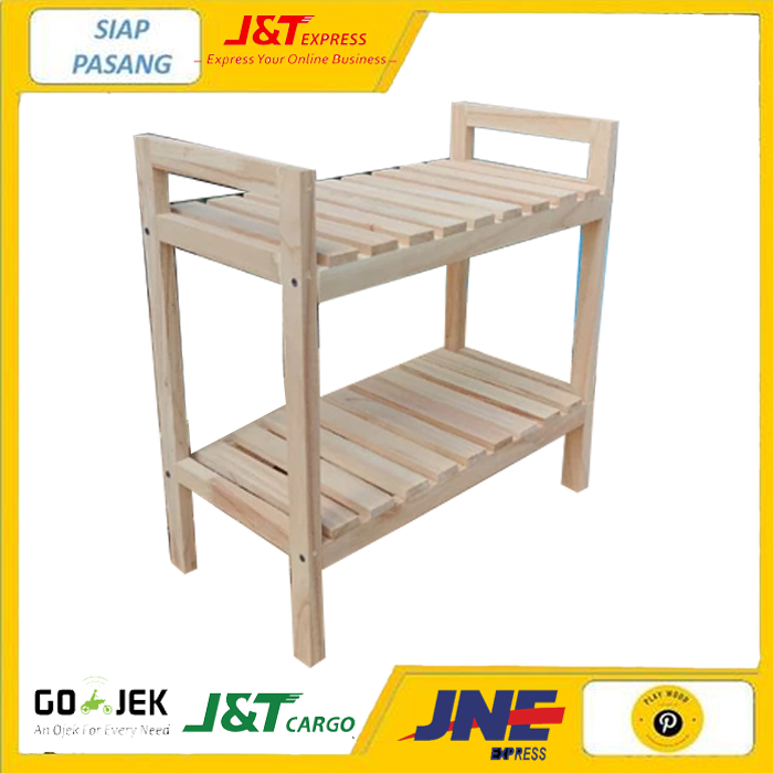 Rak Sepatu Kayu 2 Susun Minimalis