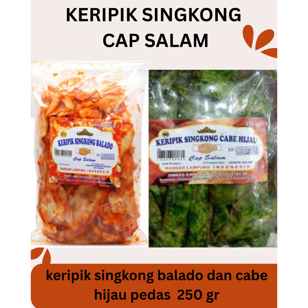 

keripik singkong balado dan cabe hijau pedan 250 gr cap salam