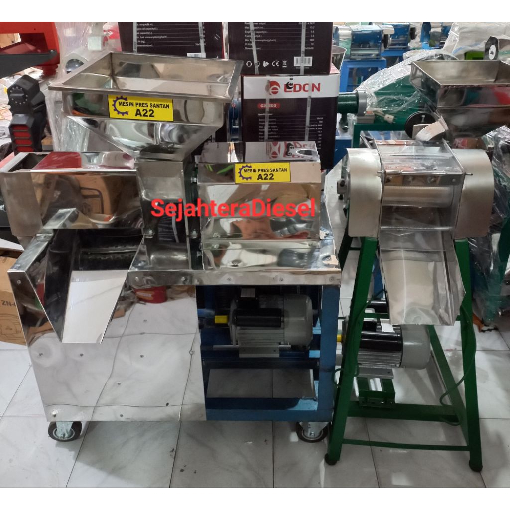 Mesin pres Santan Kelapa Stainless+Parutan KelapaDinamo siap pakai