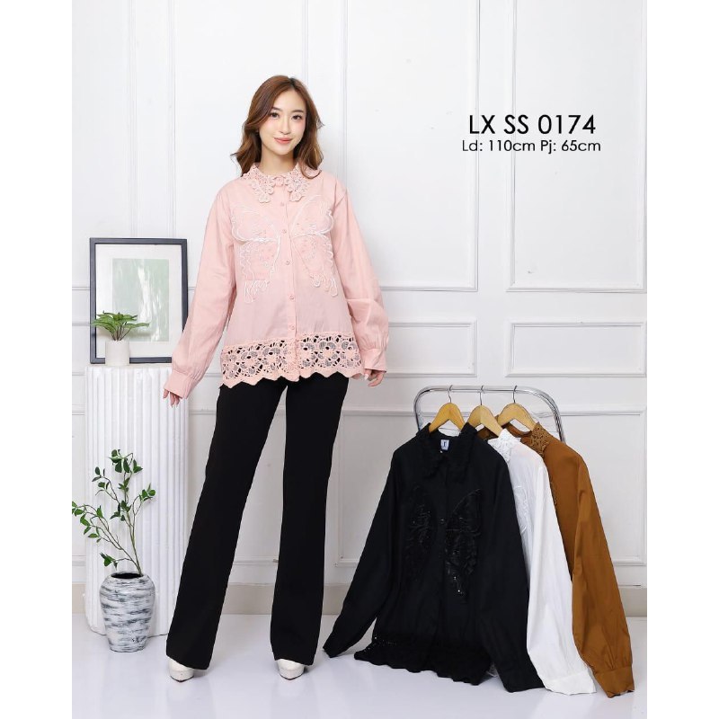 ATASAN WANITA LENGAN PANJANG KEMEJA/BLOUSE BORDIR/BAJU BKK