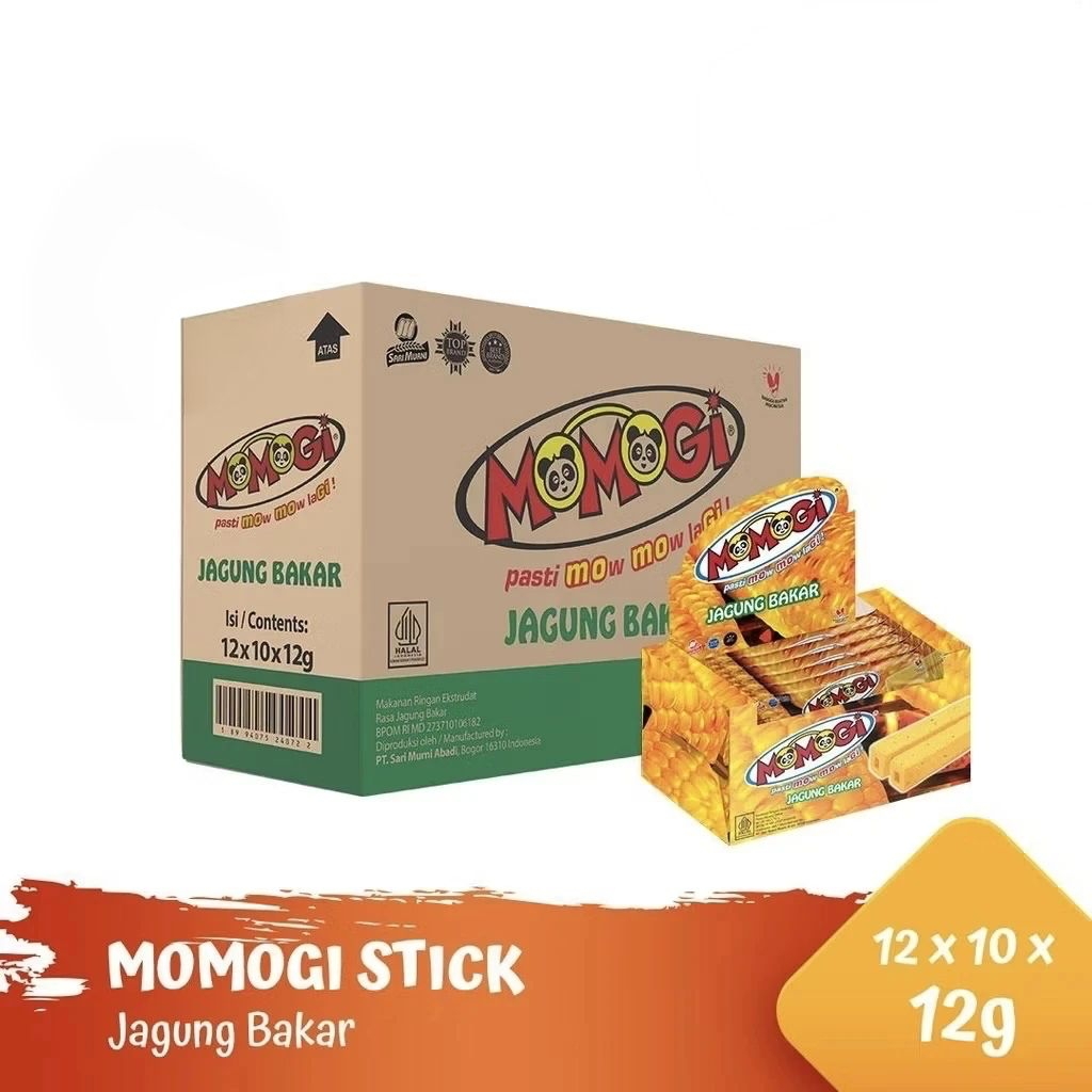 

[1 karton isi 12 box] Momogi Stick Jagung bakar/Keju/Cokelat 12gr