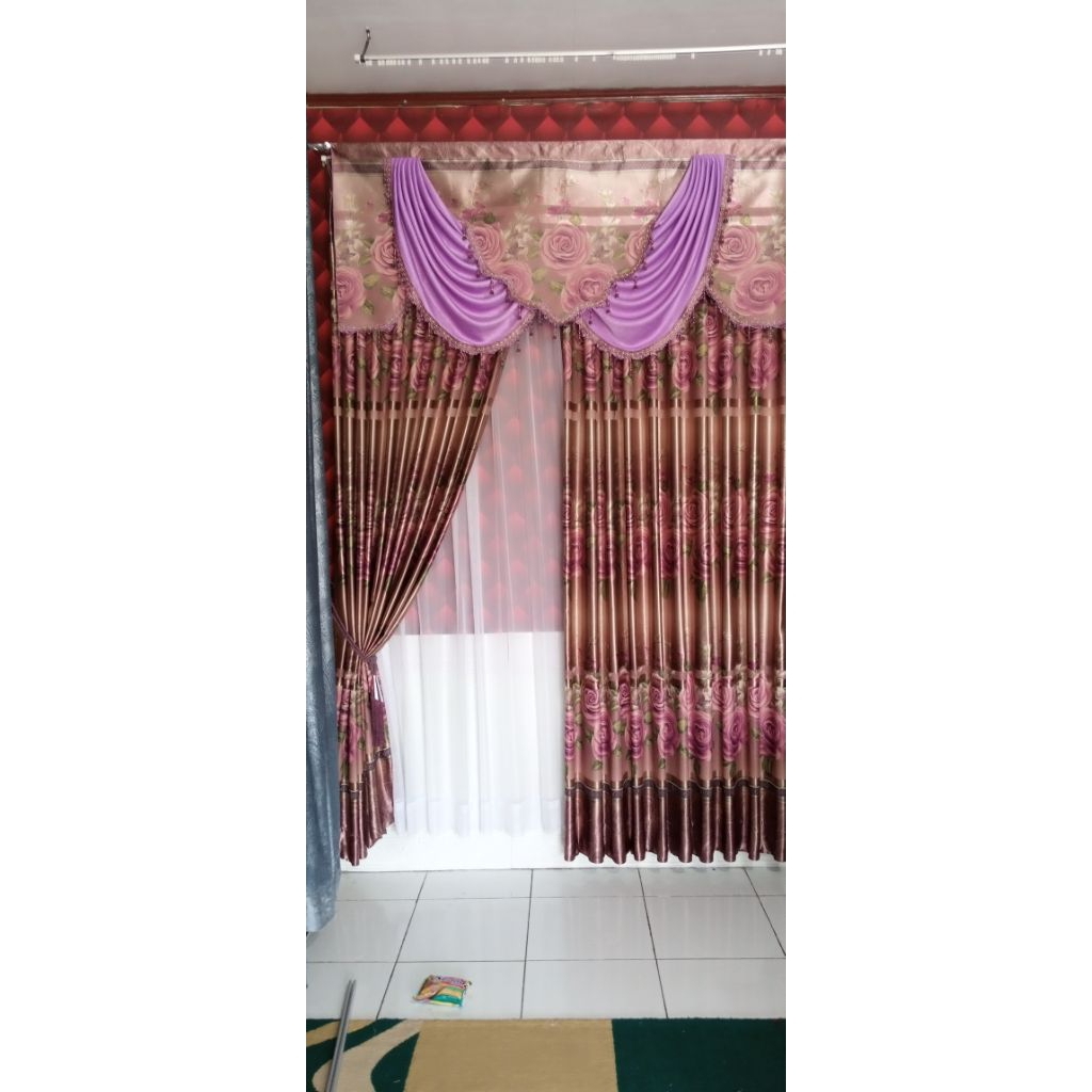 Gorden blackout mewah motif mawar