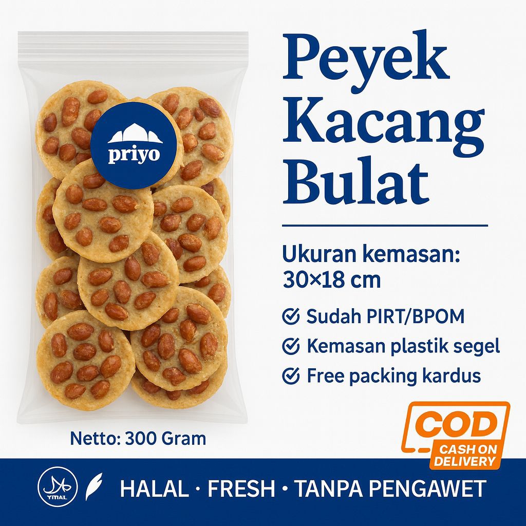 

PRIYO SNACK Peyek Kacang Bulat 300 Gram Renyah Gurih Halal