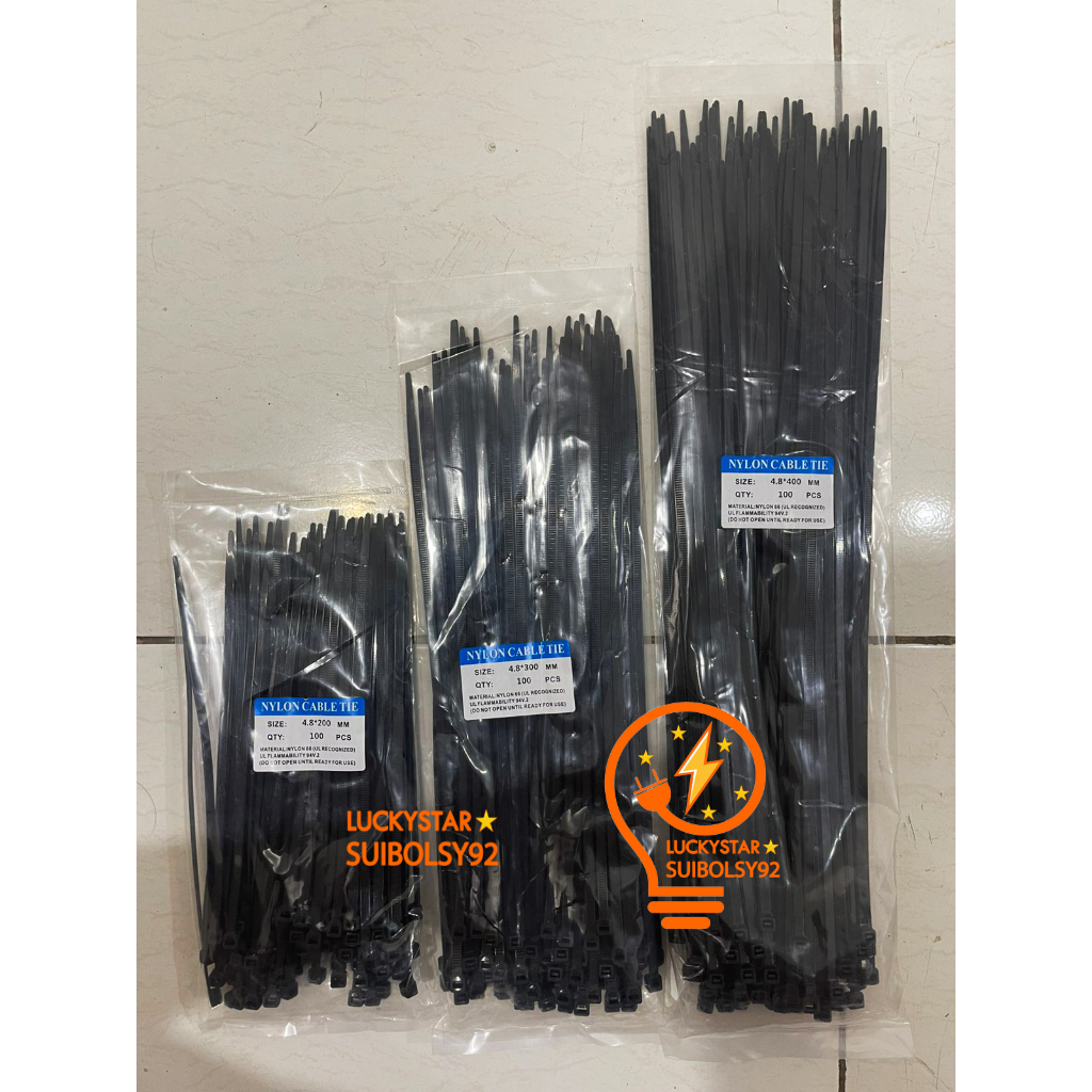 

kabel ties / cable ties nylon 4.8 mm x 400 mm ( 16 inch / 40cm) HITAM - 1pack