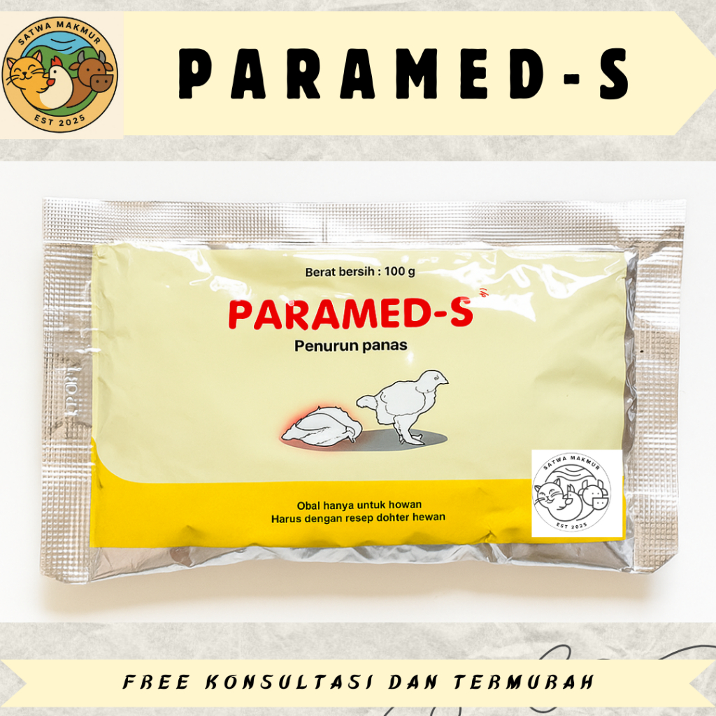 PARAMED-S 100 Gram - Obat Ayam Penurun Panas, Pereda Nyeri Mencegah Peradangan 100 Gram Medion