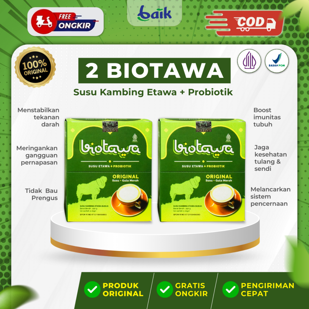 

BELI 2 LEBIH HEMAT! BIOTAWA Susu Kambing Bubuk Etawa Asli Plus Probiotik Bikin Sehat Tulang & Sendi