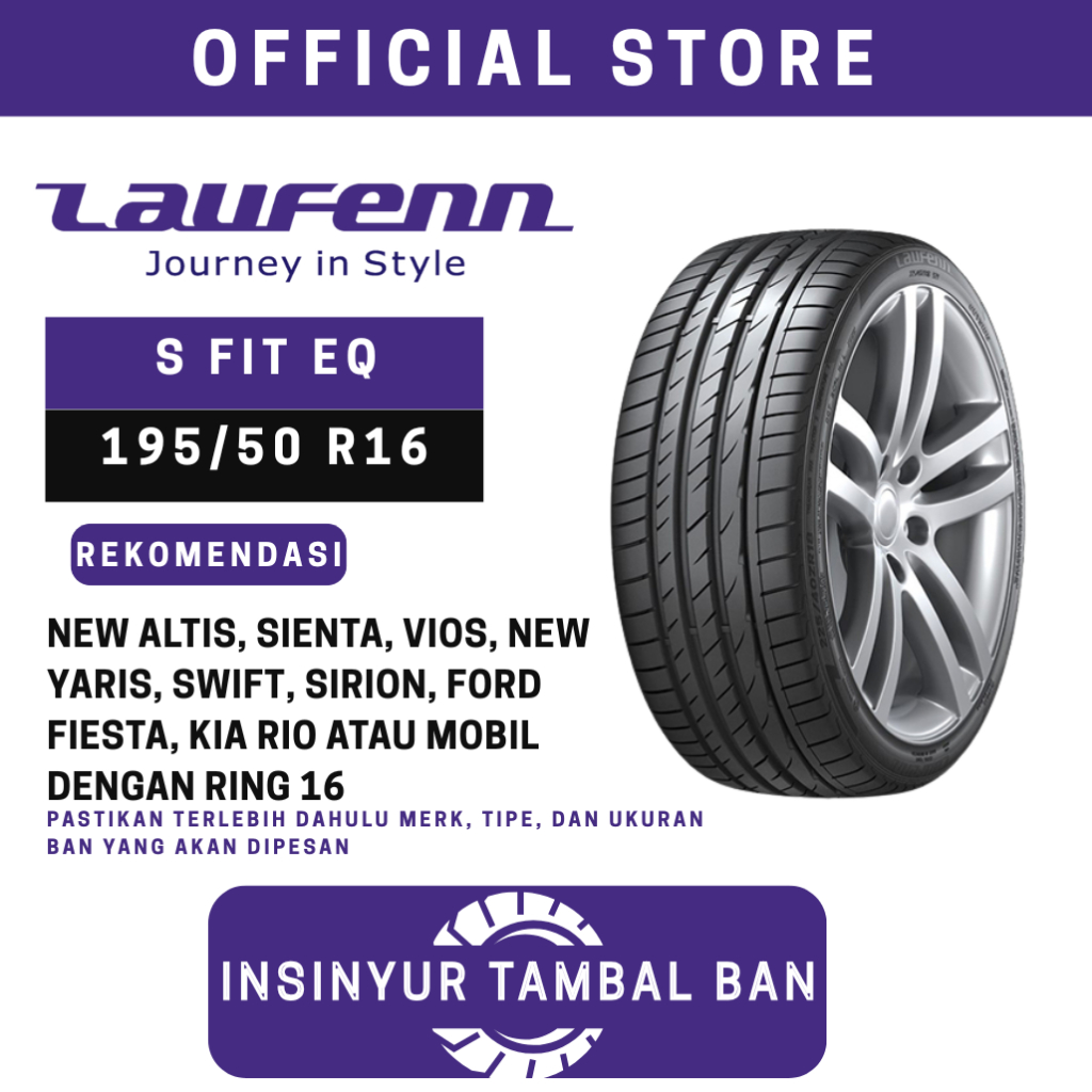 LAUFENN S FIT EQ BAN MOBIL 195/50 R16 BAN 195 50 16 BAN VIOS YARIS ALTIS FIESTA