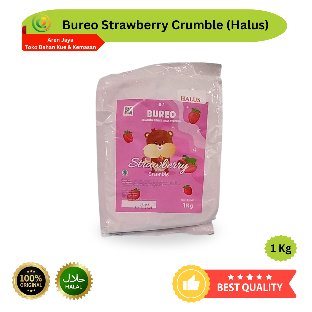 

Bureo Strawberry Biscuit Cookies Crumble Halus Kemasan 250 Gram 500 Gram 1 Kg Original