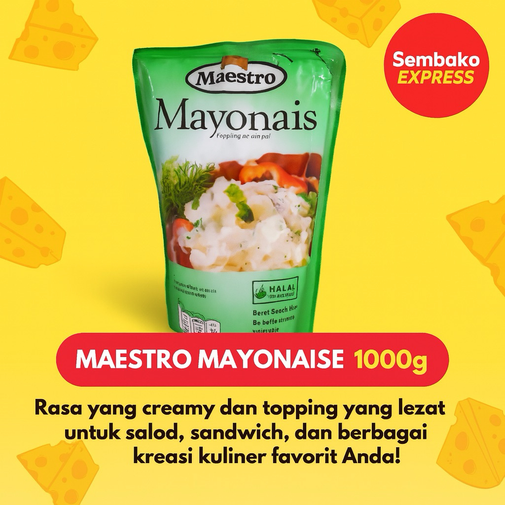 

Maestro Mayonnaise Pouch 1kg – Mayones Lezat Siap Pakai