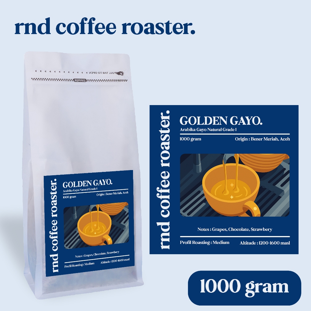 

GOLDEN GAYO KOPI ARABIKA NATURAL GRADE 1 1000 GRAM - BIJI KOPI BUBUK - RND COFFEE ROASTER