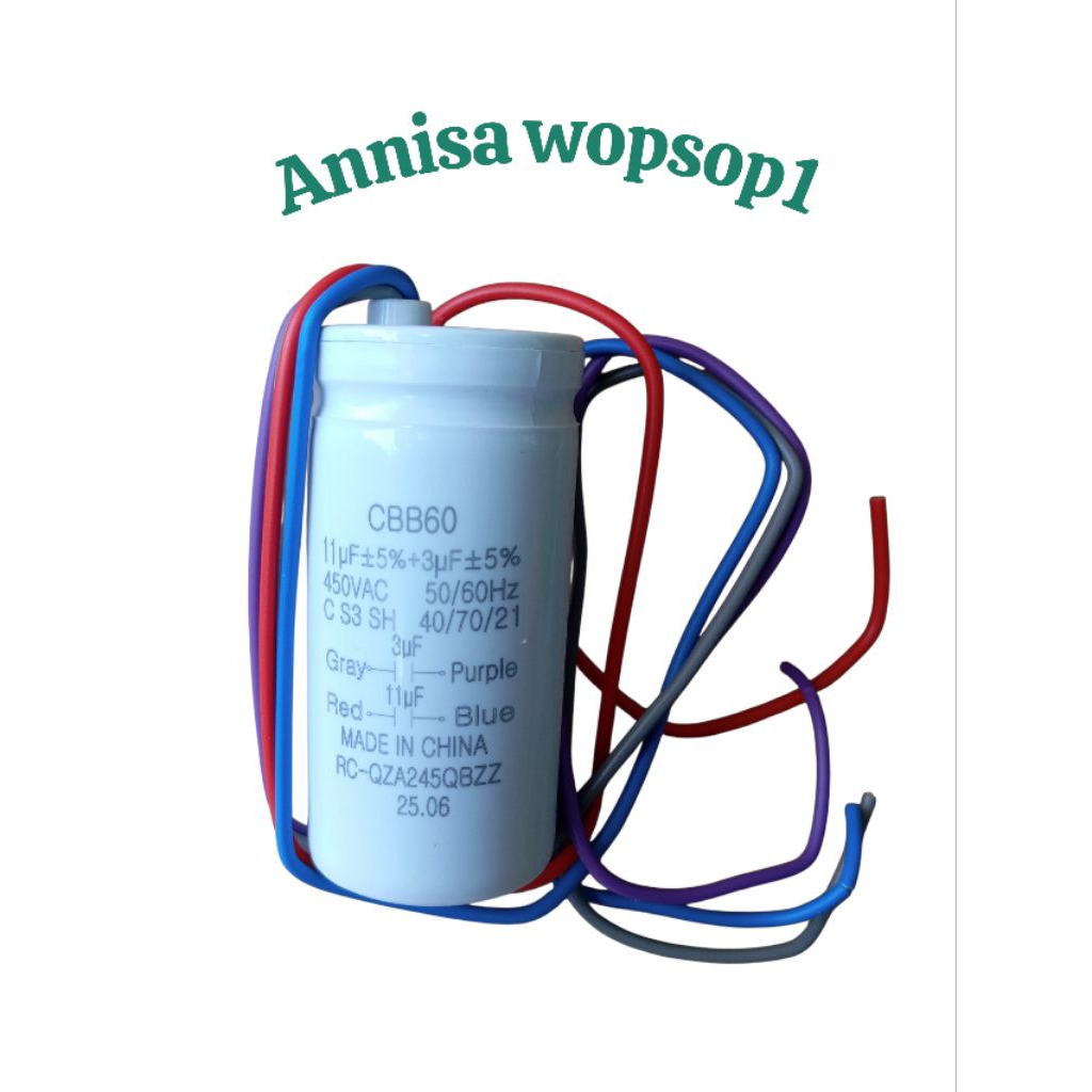 KAPASITOR MESIN CUCI SHARP 2 TABUNG CBB60 11UF+3UF