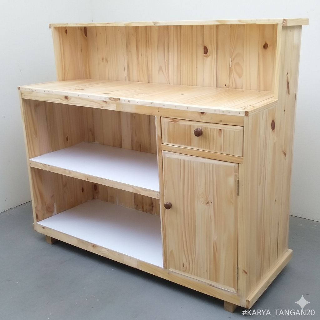 meja kasir kayu jati belanda 150x50x110/mini bar cafe minimalis