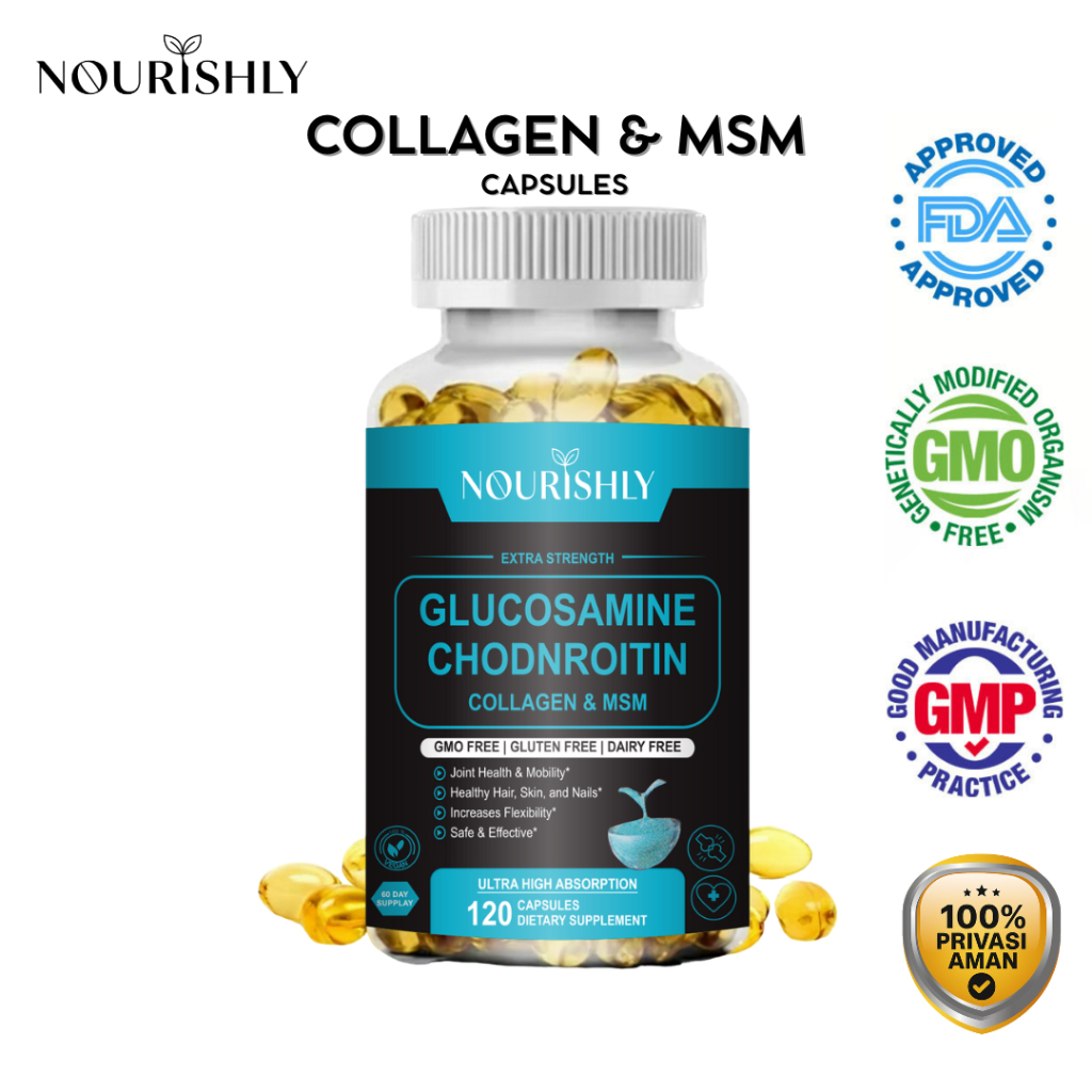 Nourishly Suplemen Sendi Tulang Glucosamine Chondroitin Collagen MSM 120 Kapsul