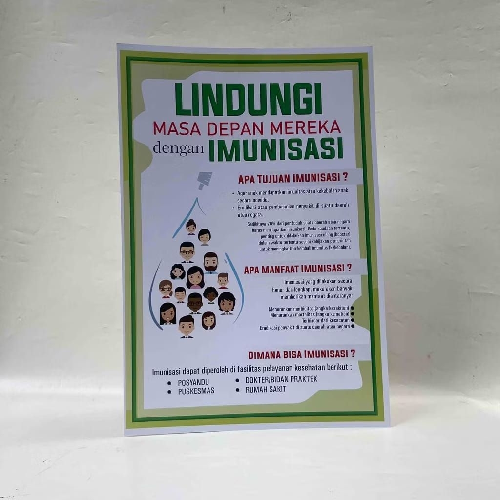 Poster Lindungi dengan Imunisasi, Manfaat imunisasi, Edukasi Imunisasi, Poster Kesehatan