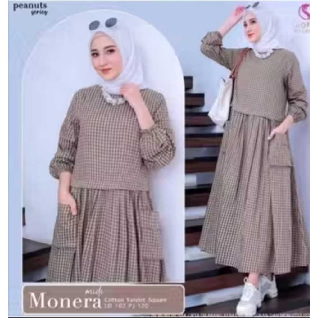 ||BIGSALE|| ALIN GAMIS MIDI MOTIF KOTAK KECIL TERBARU//GAMIS JUMBO//GAMIS TERBARU