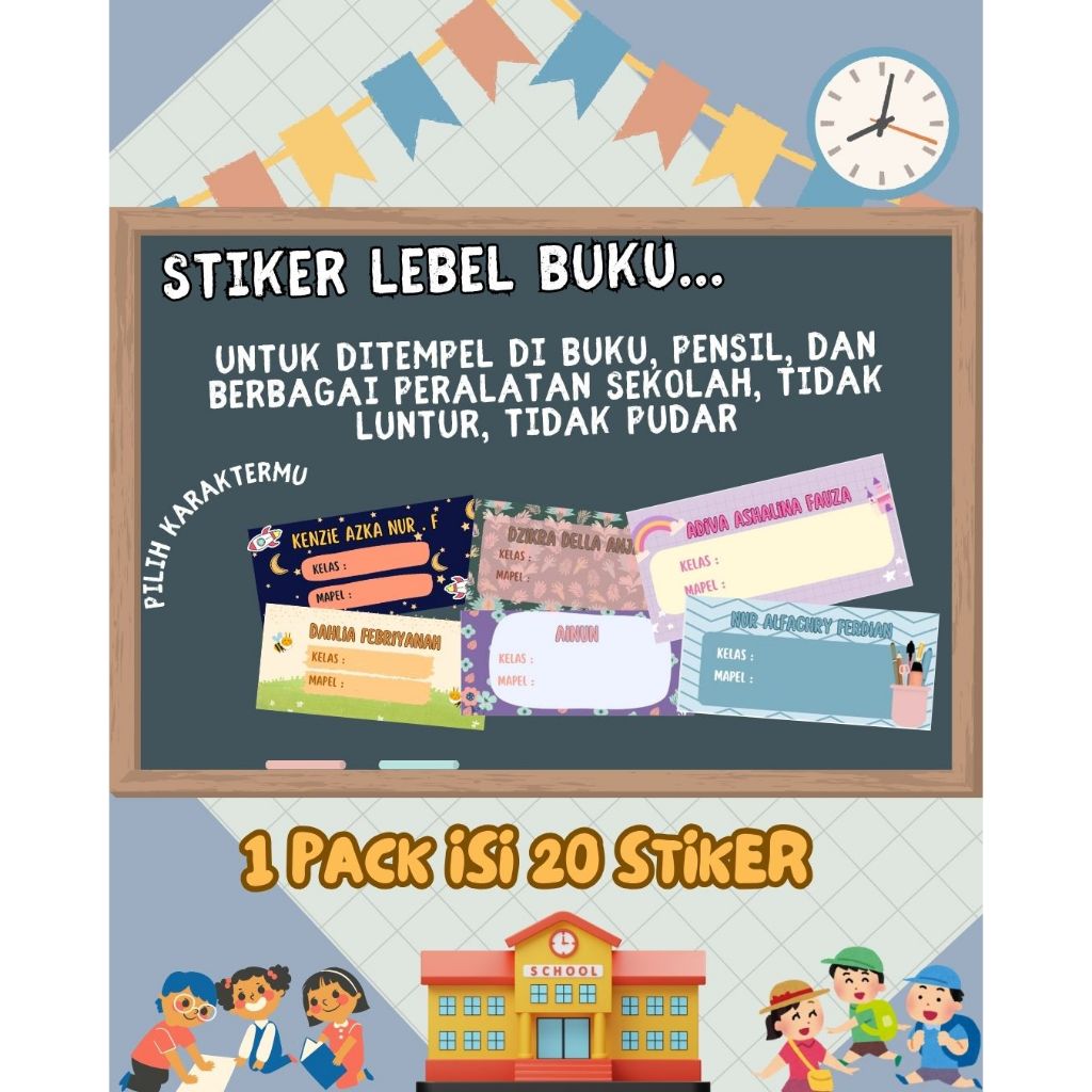 STIKER NAMA, STIKER PULPEN, LABEL NAMA, LABEL PENSIL, LABEL PULPEN , LABEL BUKU , Stiker Label Buku 