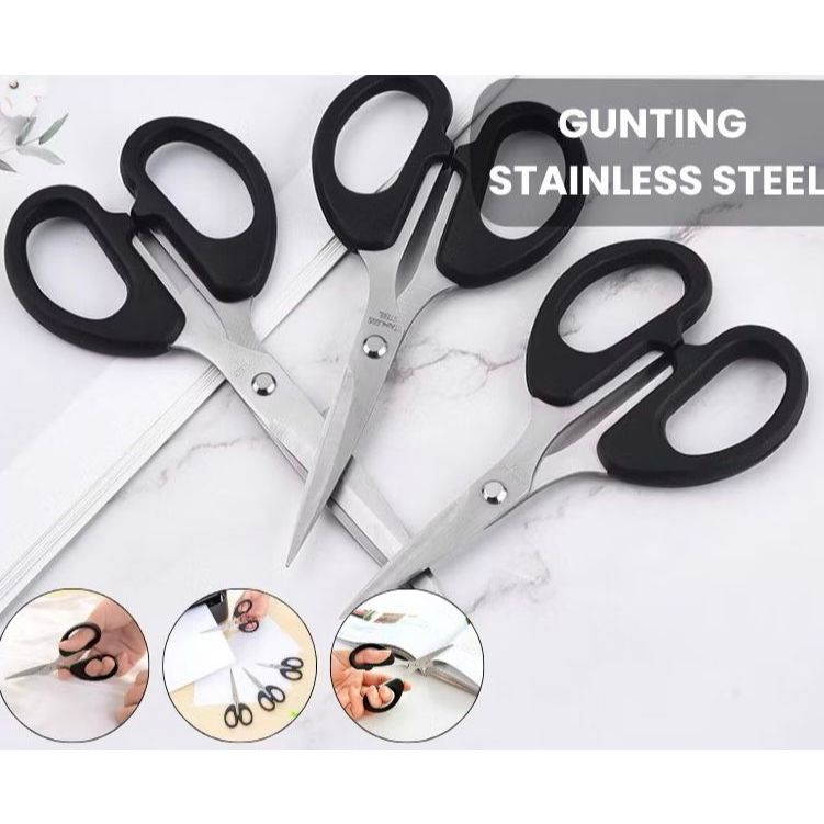 

Gunting Serbaguna Kertas Kain Plastik Dapur Daun Benang Emigo Besar Sedang Kecil Multifungsi Gagang Hitam Bahan Stainless P06