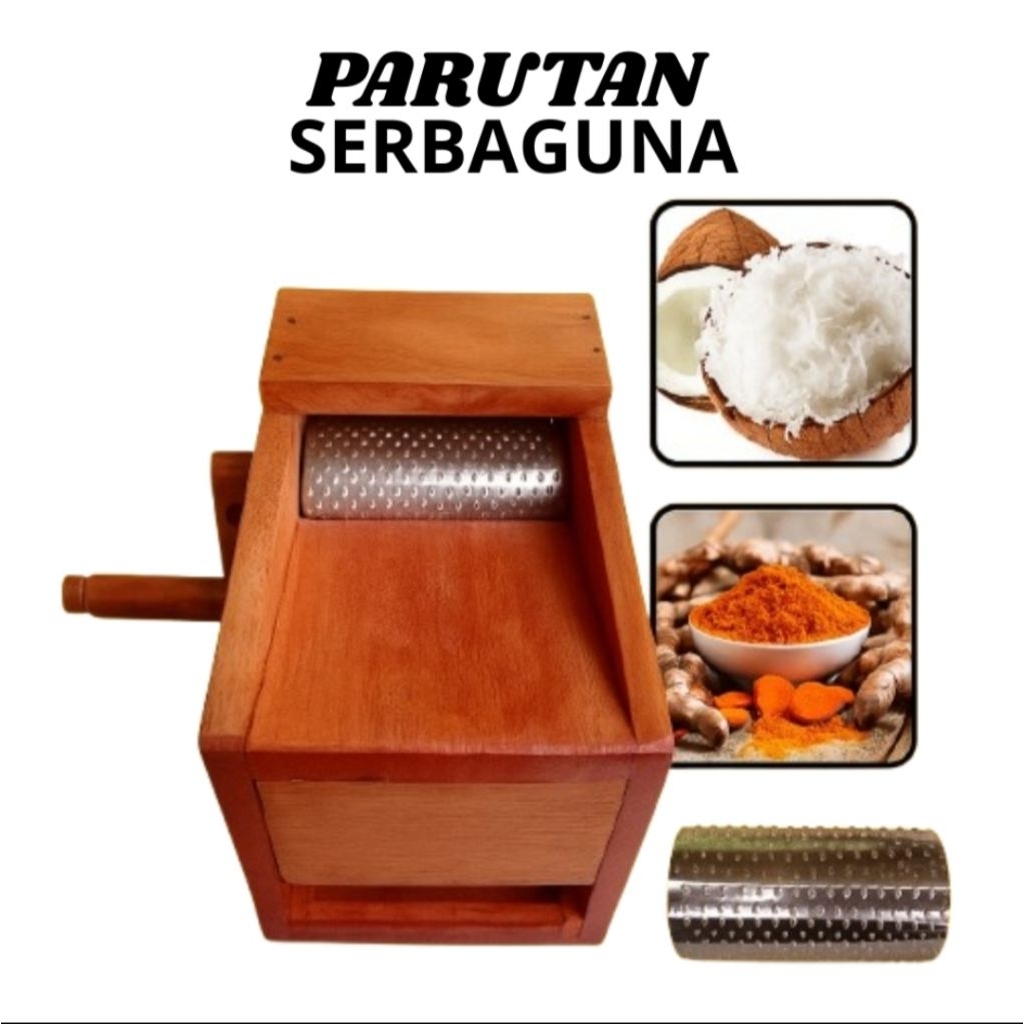 "Parutan Kelapa Serbaguna Kayu + Stainless | Alat Parut Kunyit, Jahe, Singkong, Bumbu Dapur Manual"