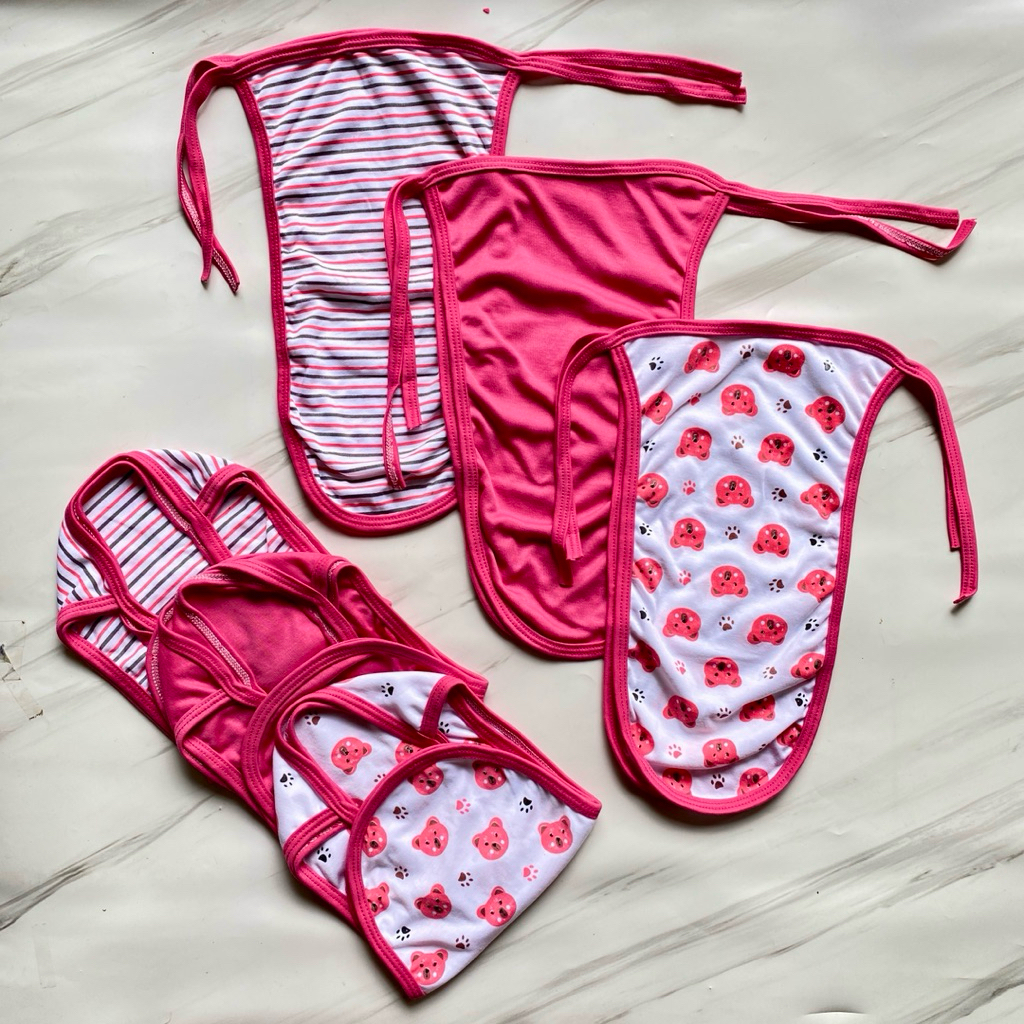 6pcs Popok Kain Bayi Baru Lahir Popok Kain Cuci Ulang Motif Pink Bear SNI