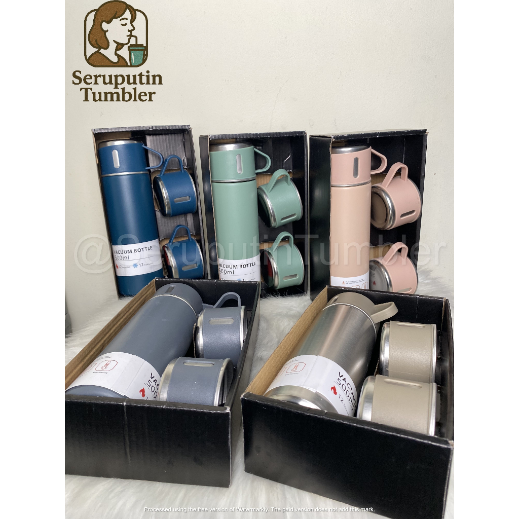 Termos Sultan 500ML Set Dengan 3 Cangkir Tahan 3 Jam Panas Dan Dingin
