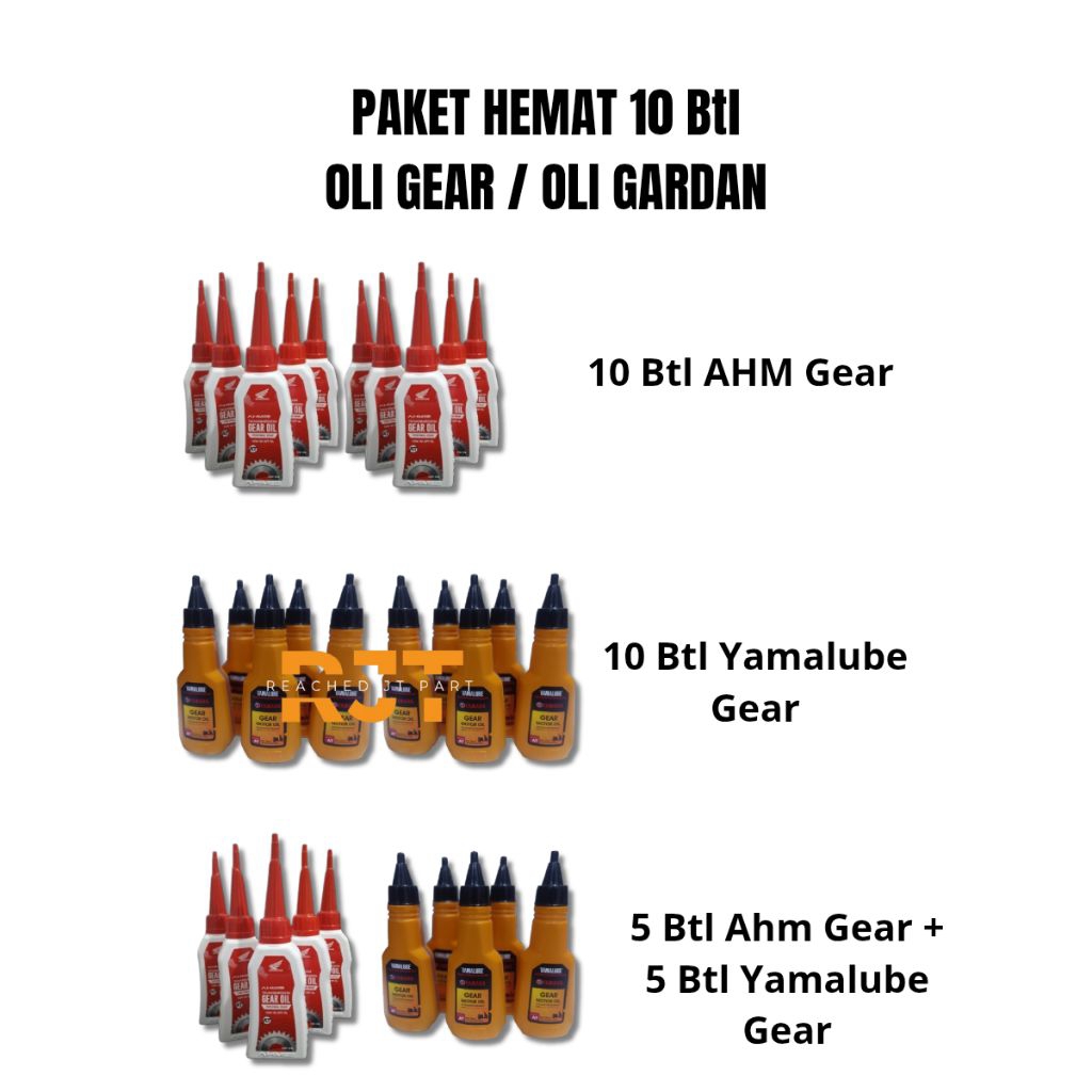 Paket Hemat 10 Botol Oli Gear / Oli Gardan Motor – AHM Gear & Yamalube Gear Oil, Beat, Vario, Mio