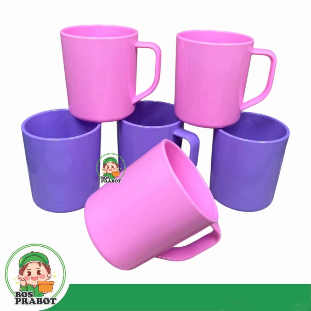 MUG KOPI 1 LUSIN SEMI MELAMIN 400ML / CANGKIR MELAMIN TEBAL LUSINAN / GELAS MELAMIN LILAC
