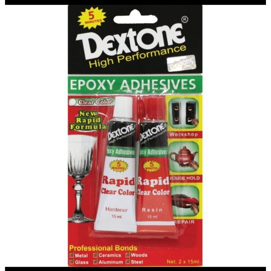 Lem Besi Epoxy Rapid Clear Dextone 2*15ml Original