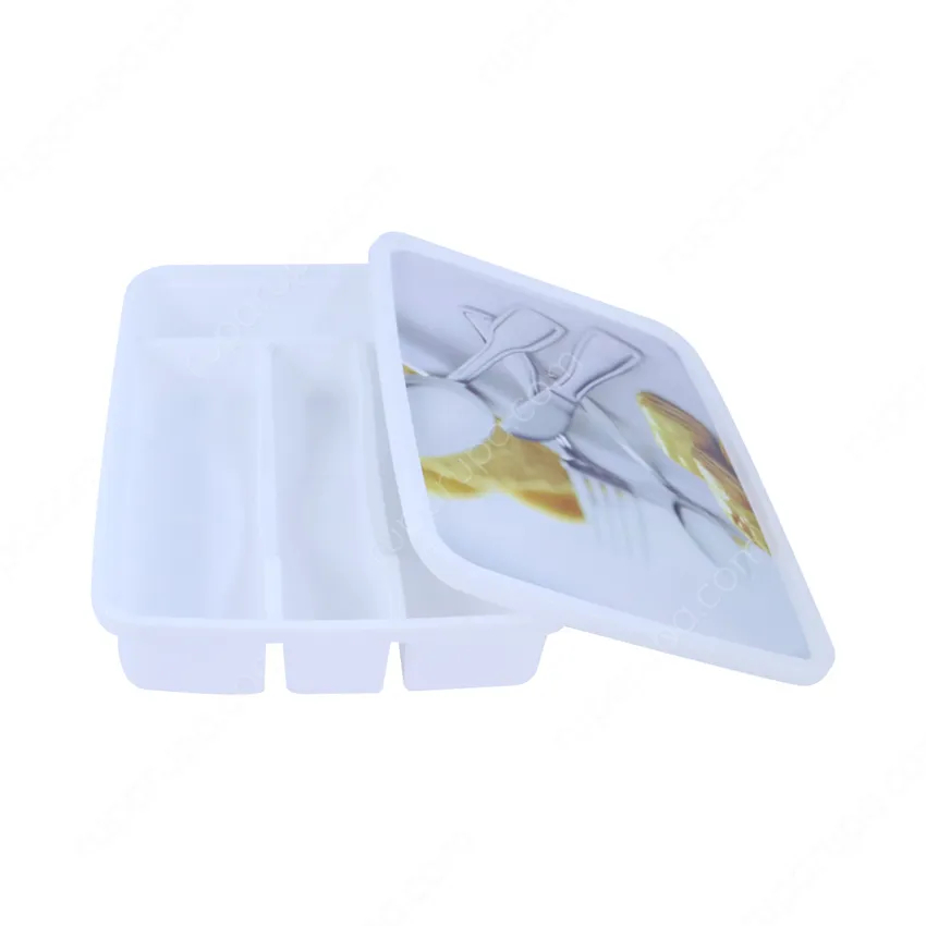 Selma Lily Tempat Alat Makan Plastik Pp Tempat Sendok Dengan Tutup - Putih