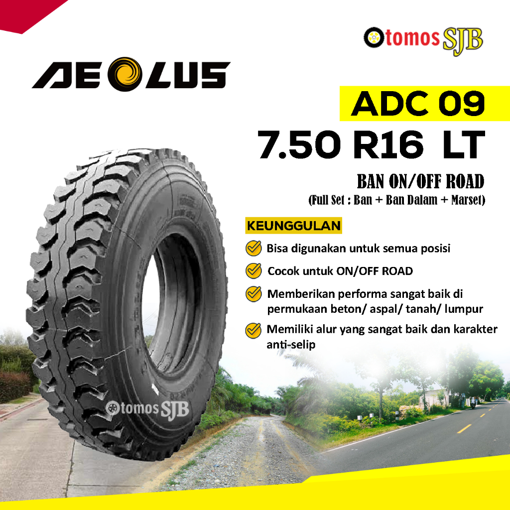 Ban Truk Aeolus 7.50 R16 ADC09 Colt Diesel Canter Ragasa Ban Kawat Fullset (750R16 ADC09)