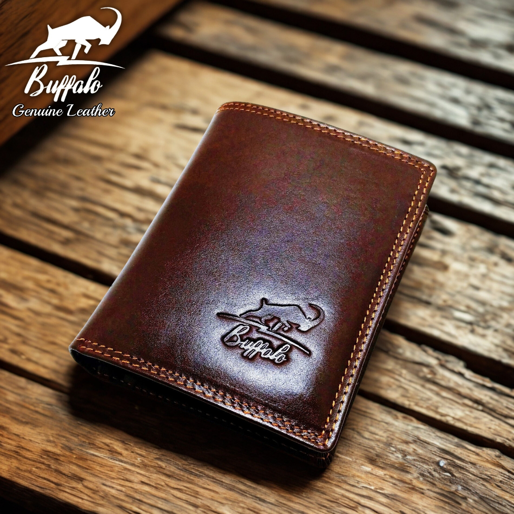 Dompet Kulit Asli Pria Original 100% Buffalo - Model Lipat Casual Coklat Brown