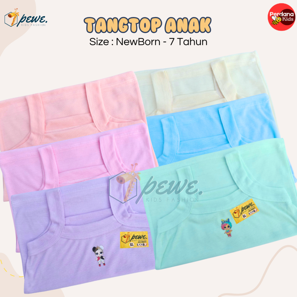 6 & 12 pcs tangtop anak perempuan 8 tahun bahan halus / tanktop anak / tanktop anak balita / tanktop