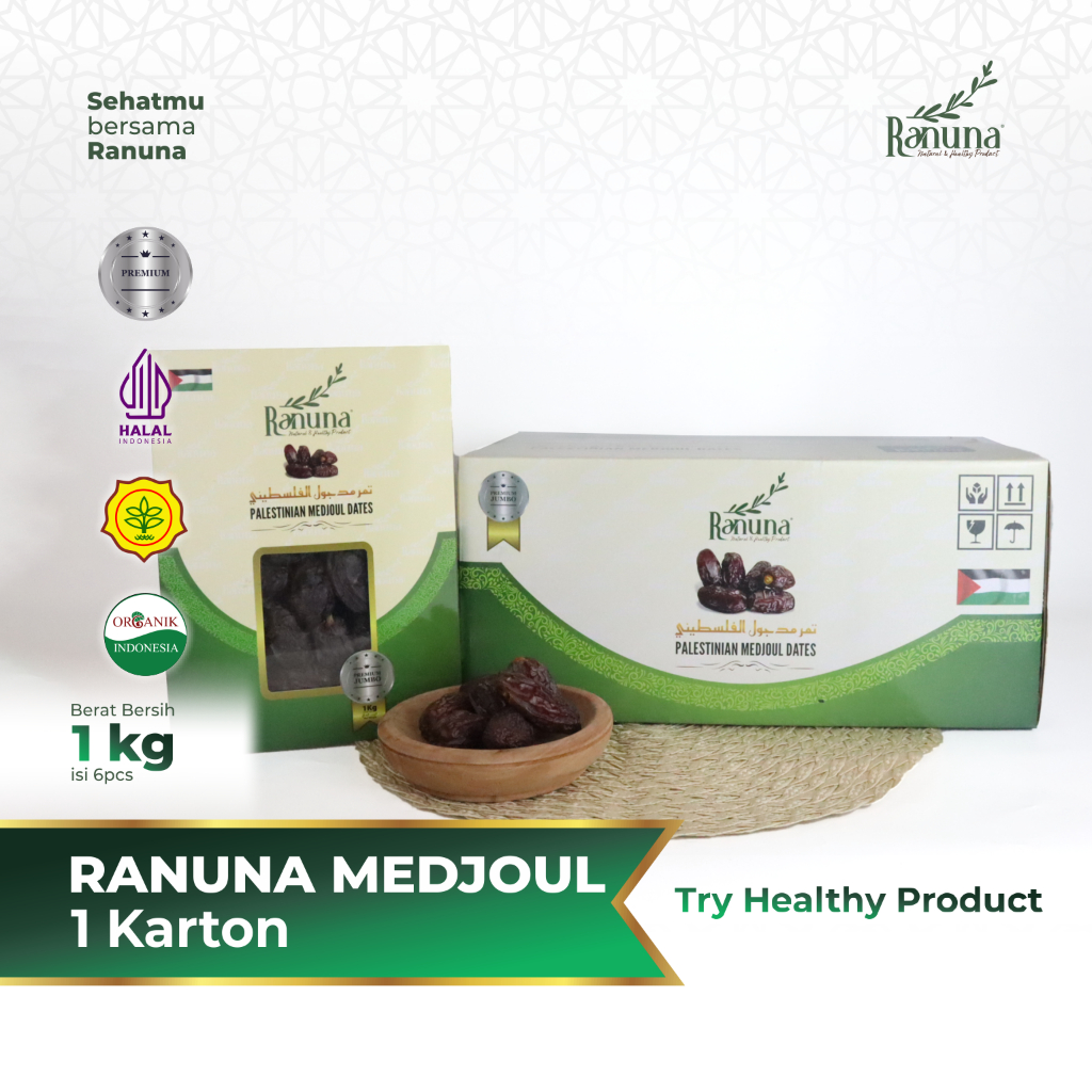 

Ranuna Kurma Medjool Jumbo 1 kG 6 Pcs Premium Organic || Ranuna Medjool Dates Sweet Soft Organic