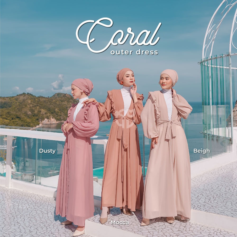 Koyu Hijab Coral Outer Dress Premium