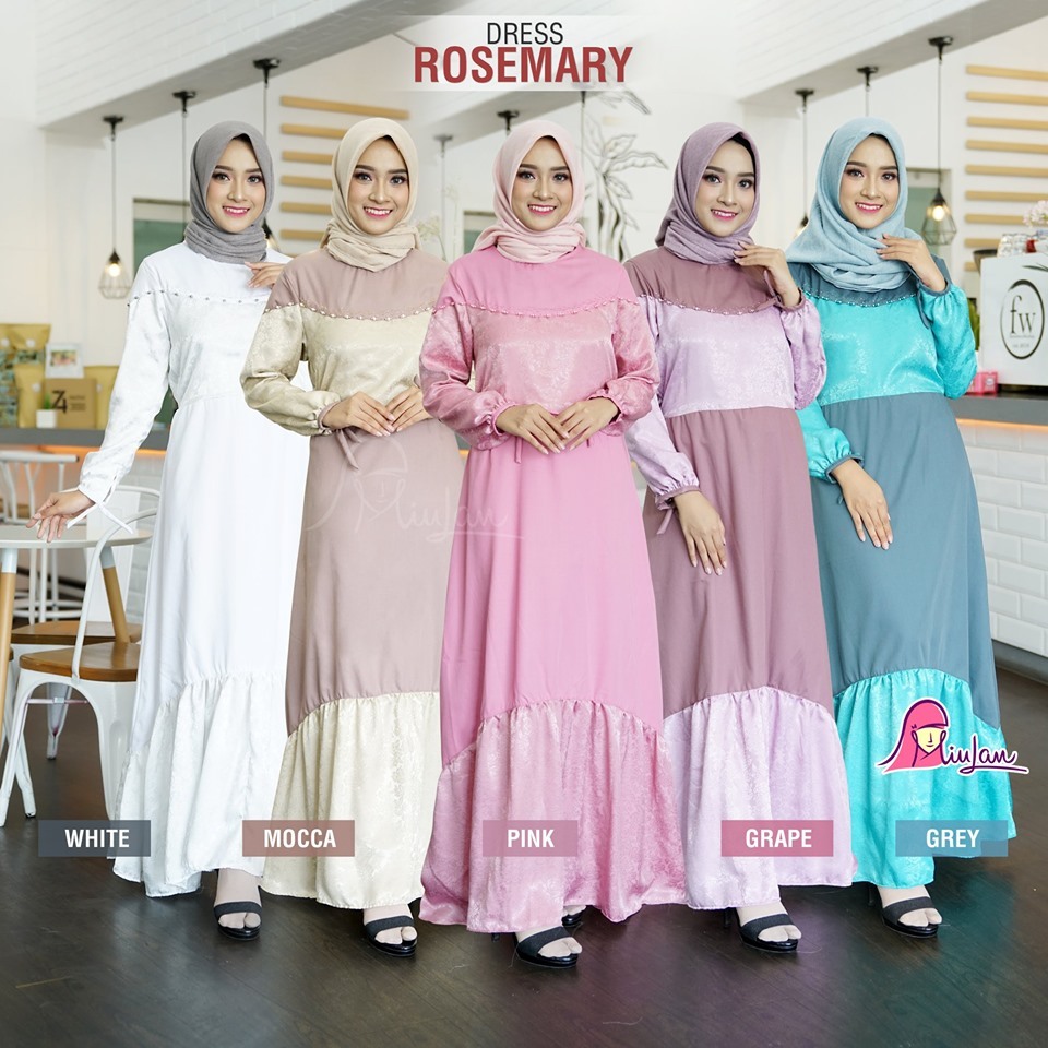 MIULAN Dress Rosemary Miulan - Baju Panjang Muslimah Cantik Nyaman Kombinasi Katun Toyobo & Satin Va