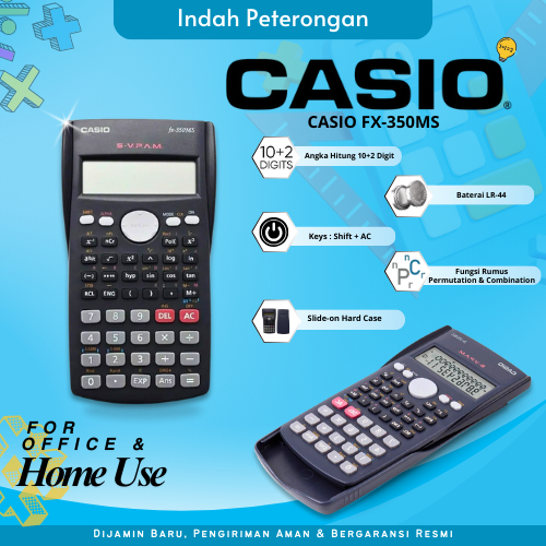 KALKULATOR SCIENTIFIC CASIO FX-350MS/KALKULATOR LENGKAP/KALKULATOR SEKOLAH/KALKULATOR MATEMATIKA/KAL
