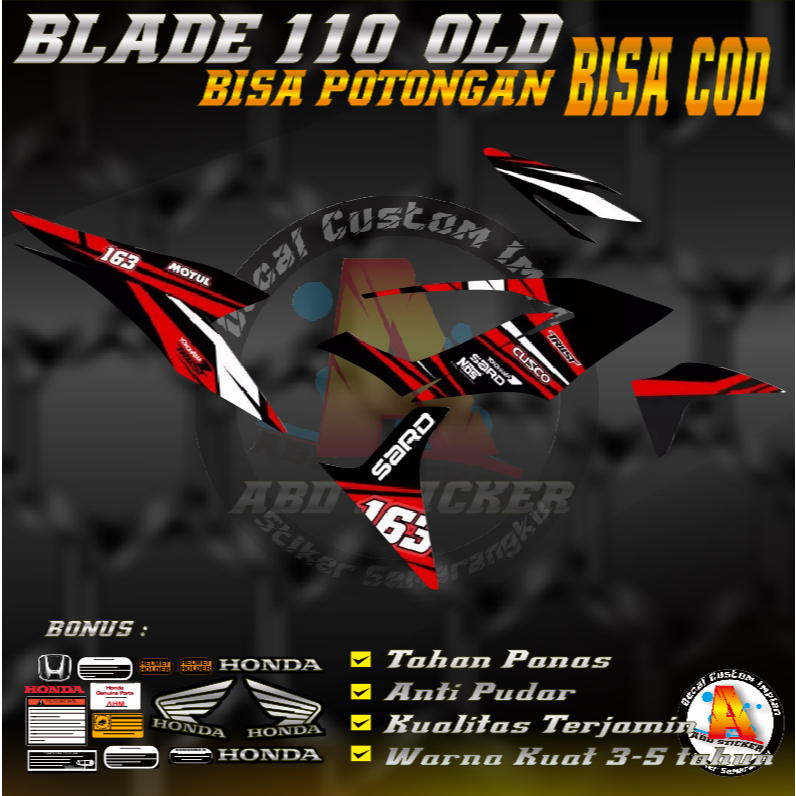 Stiker Decal Motor Honda BLADE 110 OLD - Decal Stiker BLADE 110 OLD Anti Luntur |KODE A248