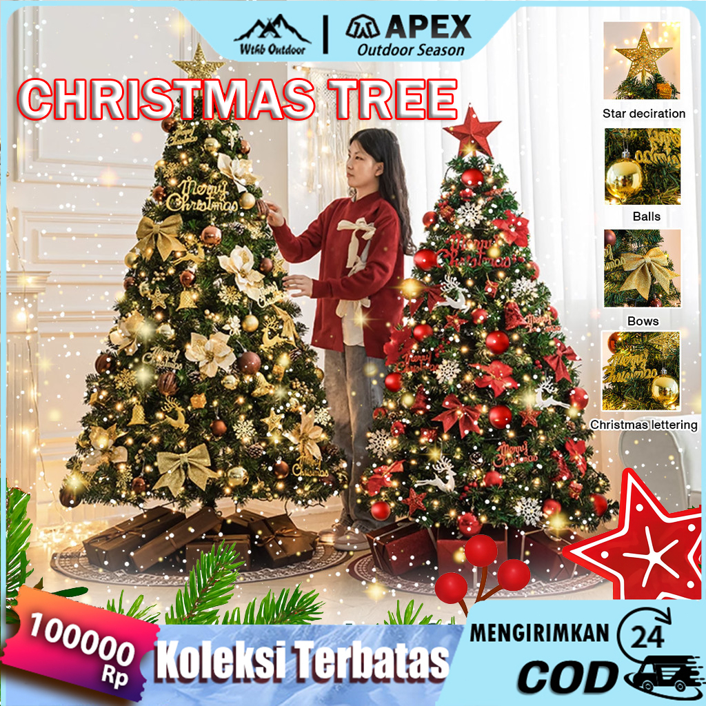 Pohon Natal Jumbo Christmas Tree Pohon Liburan 1.5Meter 2Meter Model Baru Besar Pohon Terang Cemara