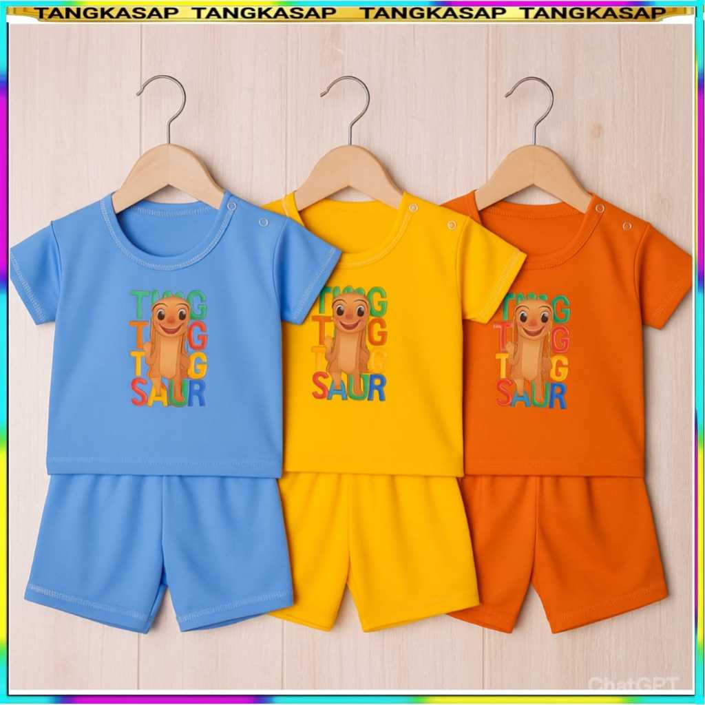 Baju Setelan Anak Bayi Kadaso Tung  Sahur / Setelan Kaos Pendek Bayi Lucu / Pakaian Bayi Katun Adem