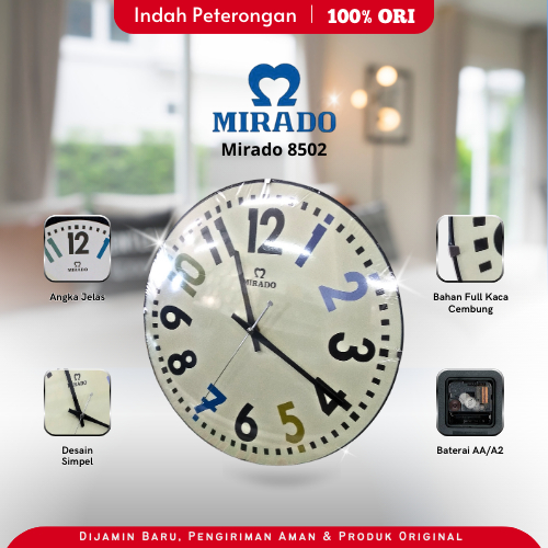 JAM DINDING MIRADO 4200/JAM DINDING ORIGINAL/JAM DINDING  KACA CEMBUNG/JAM ANGKA BESAR