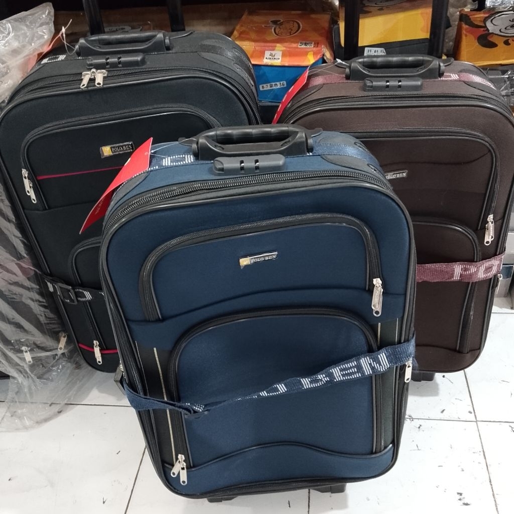 NEW Koper Kain Merk Polo Ben Ukuran 18,20,22 bisa masuk kabin dan 24 inch bisa di perbesar Roda