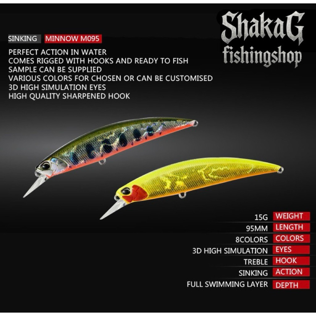 Sinking minnow / Jerkbait 95mm 15gram