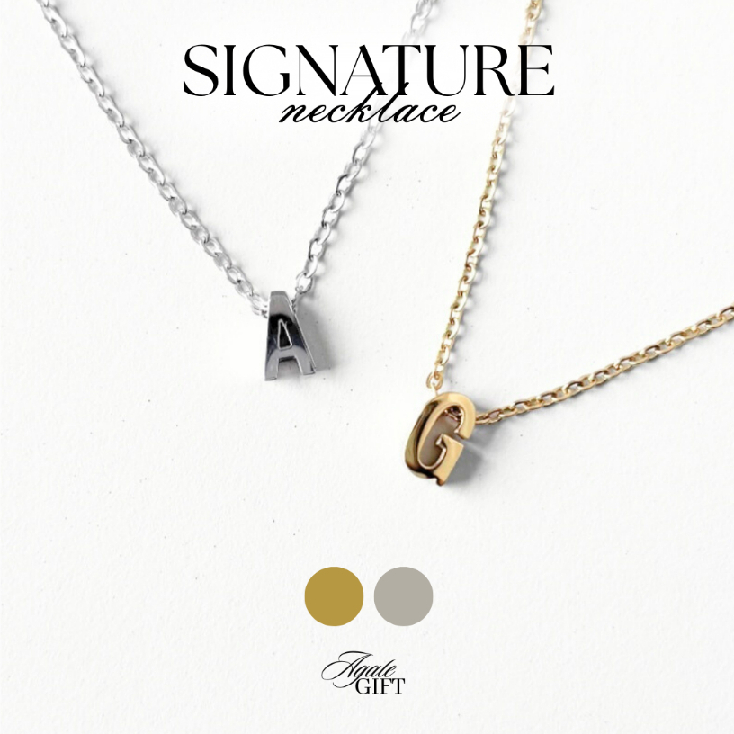 Signature Letter Necklace - Kalung Inisial Huruf - Titanium Gold Filled
