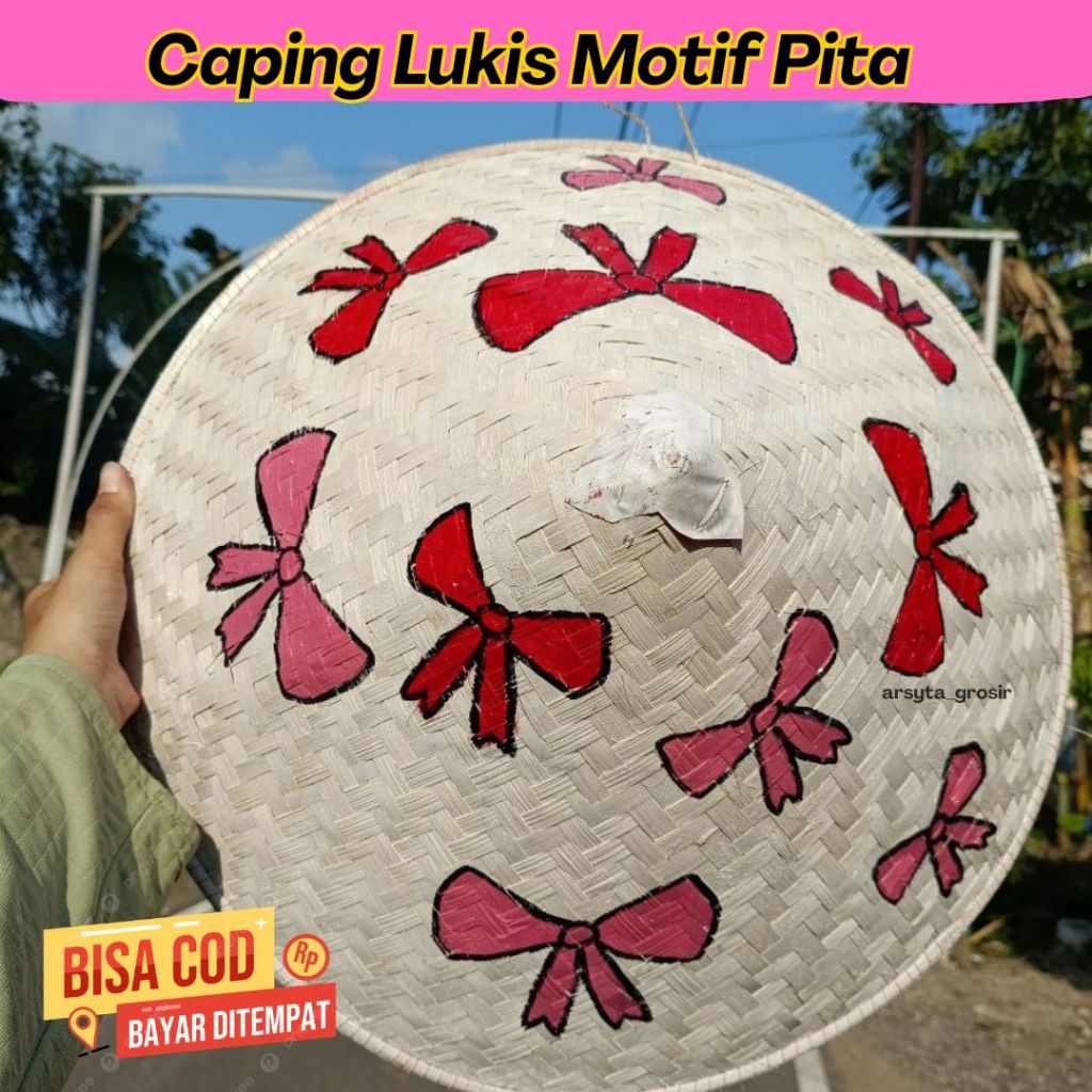 Caping Lukis Anak - Caping Lukis - Topi Caping Lukis Motif Pita