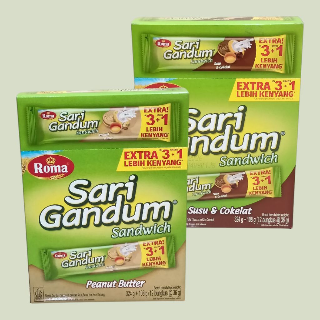 

ROMA Sari Gandum Peanut & Coklat Biskuit 36gr [12 sachet/box]